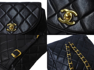 CHANEL シャネル マトラッセ リュック Wココマーク バックパック ココマーク 2番台 1993年 ラムスキン ブラック ゴールド金具 良品 中古 63472