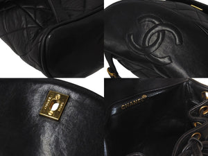 CHANEL シャネル マトラッセ リュック Wココマーク バックパック ココマーク 2番台 1993年 ラムスキン ブラック ゴールド金具 良品 中古 63472