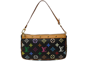 LOUIS VUITTON ルイヴィトン ポシェットアクセソワール アクセサリーポーチM92648 ノワール ブラック マルチカラー 美品 中古 63473