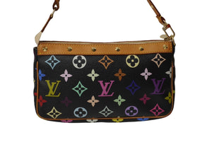 LOUIS VUITTON ルイヴィトン ポシェットアクセソワール アクセサリーポーチM92648 ノワール ブラック マルチカラー 美品 中古 63473