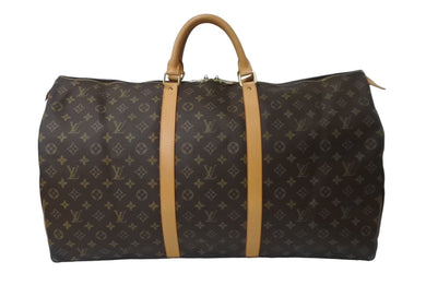 LOUIS VUITTON ルイ ヴィトン キーポル60 ボストンバッグ M41422 モノグラム ブラウン PVC ヌメ革 レザー 美品 中古 63475