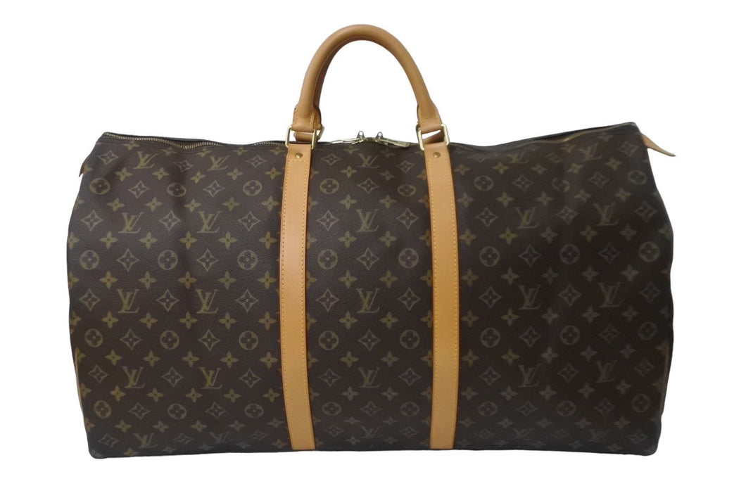 LOUIS VUITTON ルイ ヴィトン キーポル60 ボストンバッグ M41422 モノグラム ブラウン PVC ヌメ革 レザー 美品 中古 63475