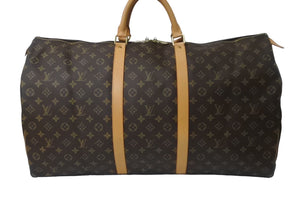 LOUIS VUITTON ルイ ヴィトン キーポル60 ボストンバッグ M41422 モノグラム ブラウン PVC ヌメ革 レザー 美品 中古 63475