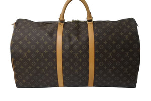 LOUIS VUITTON ルイ ヴィトン キーポル60 ボストンバッグ M41422 モノグラム ブラウン PVC ヌメ革 レザー 美品 中古 63475