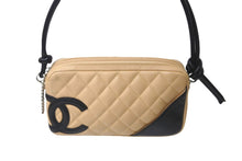 Load image into Gallery viewer, CHANEL シャネル ポーチ ハンドバッグ カンボンライン ココマーク 8番台 ラムスキン ベージュ ブラック 美品 中古 63476