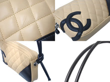 Load image into Gallery viewer, CHANEL シャネル ポーチ ハンドバッグ カンボンライン ココマーク 8番台 ラムスキン ベージュ ブラック 美品 中古 63476