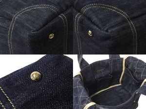 CHANEL シャネル スパークリングデニム ココマーク ハンドバッグ A31985 10番台 インディゴ ネイビー ゴールド金具 美品 中古 63477