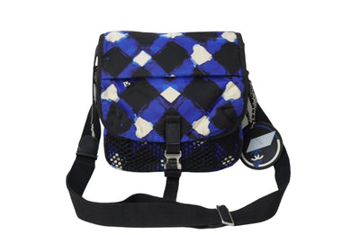 CHANEL シャネル エアライン ショルダーバック メッセンジャーバッグ A93385 ブルー ブラック ホワイト シルバー金具 中古 63485