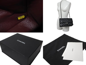 極美品 CHANEL マトラッセWフラップチェーンショルダー 23番台 25cm ショルダーバッグ ブラック シルバー金具 ラムスキン 中古 63486