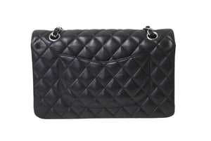 極美品 CHANEL マトラッセWフラップチェーンショルダー 23番台 25cm ショルダーバッグ ブラック シルバー金具 ラムスキン 中古 63486