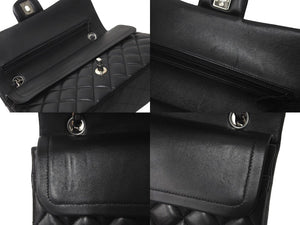極美品 CHANEL マトラッセWフラップチェーンショルダー 23番台 25cm ショルダーバッグ ブラック シルバー金具 ラムスキン 中古 63486