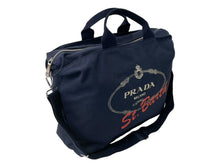 Load image into Gallery viewer, PRADA プラダ 2WAY トートバッグ カナパ 限定 2VG022 コットンキャンバス ネイビー シルバー金具 美品 中古 63492