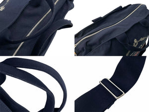 PRADA プラダ 2WAY トートバッグ カナパ 限定 2VG022 コットンキャンバス ネイビー シルバー金具 美品 中古 63492