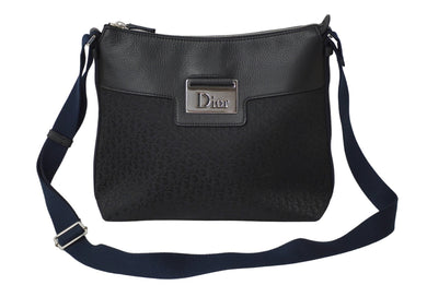 Christian Dior クリスチャンディオール ストリートシック ショルダーバッグ ブラック キャンバス レザー ロゴ 美品 中古 63498