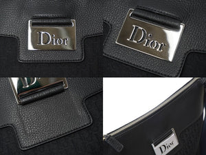 Christian Dior クリスチャンディオール ストリートシック ショルダーバッグ ブラック キャンバス レザー ロゴ 美品 中古 63498