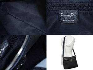 Christian Dior クリスチャンディオール ストリートシック ショルダーバッグ ブラック キャンバス レザー ロゴ 美品 中古 63498