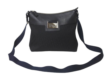 Christian Dior クリスチャンディオール ストリートシック ショルダーバッグ ブラック キャンバス レザー ロゴ 美品 中古 63499