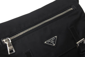 PRADA プラダショルダーバッグ BT0713 トライアングルロゴ ナイロン レザー ブラック シルバー金具 美品 中古 63500 