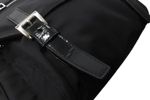 PRADA プラダショルダーバッグ BT0713 トライアングルロゴ ナイロン レザー ブラック シルバー金具 美品 中古 63500 