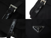 画像をギャラリービューアに読み込む, PRADA プラダショルダーバッグ BT0713 トライアングルロゴ ナイロン レザー ブラック シルバー金具 美品 中古 63500 