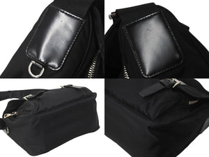 PRADA プラダショルダーバッグ BT0713 トライアングルロゴ ナイロン レザー ブラック シルバー金具 美品 中古 63500 
