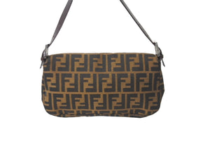 極美品 FENDI フェンディ マンマバケット ハンドバッグ アクセサリーポーチ ズッカ柄 ブラウン シルバー金具 中古 63507 