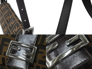極美品 FENDI フェンディ マンマバケット ハンドバッグ アクセサリーポーチ ズッカ柄 ブラウン シルバー金具 中古 63507 