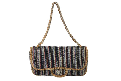 極美品 CHANEL シャネル ツイード チェーン ワンショルダーバッグ 14番台 マルチカラー ココマーク シルバー金具 中古 63520