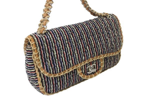 極美品 CHANEL シャネル ツイード チェーン ワンショルダーバッグ 14番台 マルチカラー ココマーク シルバー金具 中古 63520