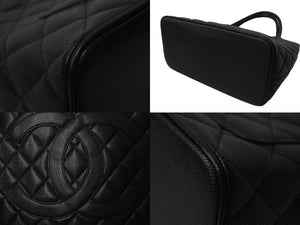 CHANEL シャネル ハンドバッグ 復刻トート キャビアスキン マトラッセ ココマーク 6番台 シルバー金具 美品 中古 63521