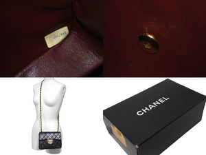 CHANEL シャネル ヴィンテージ ミニマトラッセチェーンショルダーバッグ19cm 1番台 ブラック ゴールド金具 美品 中古 63522