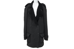 CHANEL シャネル ダブルブレスコート P29494V19654 ボア ブラック シルバーボタン 06P サイズ46 美品 中古 63525