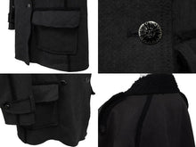 Load image into Gallery viewer, CHANEL シャネル ダブルブレスコート P29494V19654 ボア ブラック シルバーボタン 06P サイズ46 美品 中古 63525