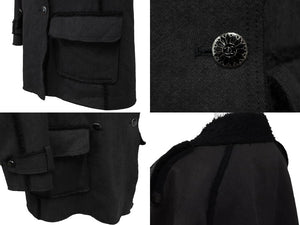 CHANEL シャネル ダブルブレスコート P29494V19654 ボア ブラック シルバーボタン 06P サイズ46 美品 中古 63525