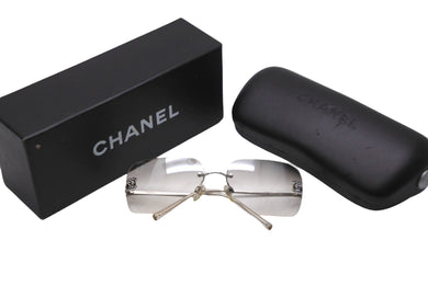 極美品 CHANEL シャネル サングラス サイズ62▫︎17 120 ココマーク ラインストーン シルバー クリア 4017-D c.159/6I 中古 63530