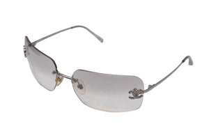 極美品 CHANEL シャネル サングラス サイズ62▫︎17 120 ココマーク ラインストーン シルバー クリア 4017-D c.159/6I 中古 63530