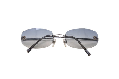 極美品 CHANEL シャネル リムレスサングラス ココマーク 4002 c.124/55 ブルー シルバー金具 サイズ57▫︎19 130 中古 63534