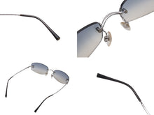 Load image into Gallery viewer, 極美品 CHANEL シャネル リムレスサングラス ココマーク 4002 c.124/55 ブルー シルバー金具 サイズ57▫︎19 130 中古 63534