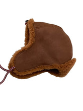 Load image into Gallery viewer, THOM BROWNE NEWYORK トムブラウン パイロットキャップ MHC344X-02821-240 ブラウン サイズS 羊革 イタリア製 美品 中古 63545