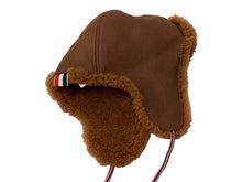 Load image into Gallery viewer, THOM BROWNE NEWYORK トムブラウン パイロットキャップ MHC344X-02821-240 ブラウン サイズS 羊革 イタリア製 美品 中古 63545