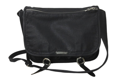 CHROME HEARTS クロムハーツ ショルダーバッグ メッセンジャー ソフト レザー シルバー925 ブラック 美品 中古 63549