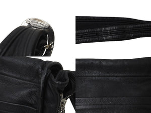 CHROME HEARTS クロムハーツ ショルダーバッグ メッセンジャー ソフト レザー シルバー925 ブラック 美品 中古 63549