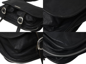 CHROME HEARTS クロムハーツ ショルダーバッグ メッセンジャー ソフト レザー シルバー925 ブラック 美品 中古 63549