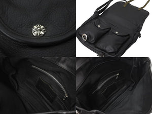 CHROME HEARTS クロムハーツ ショルダーバッグ メッセンジャー ソフト レザー シルバー925 ブラック 美品 中古 63549
