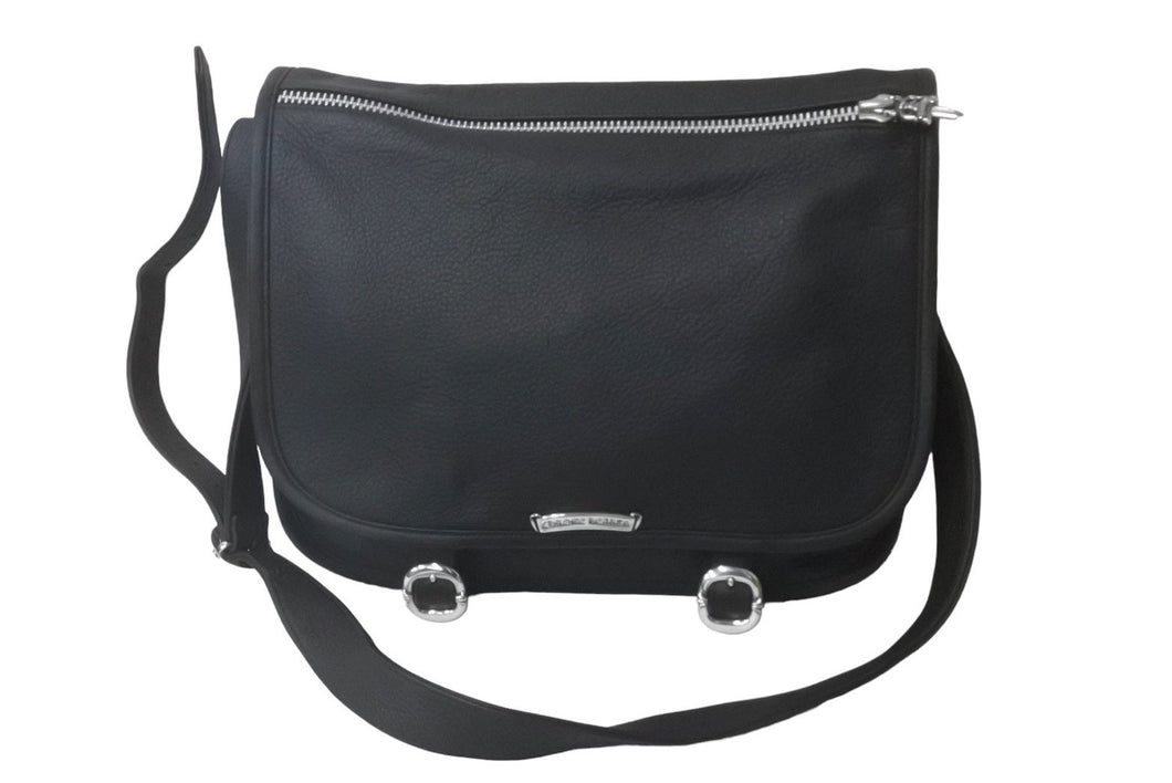 新品同様 CHROME HEARTS クロムハーツ ソフト ショルダー メッセンジャー バッグ ショルダーバッグ レザー ブラック 中古 63550