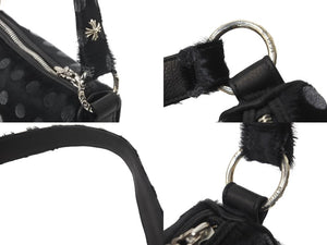 新品未使用 CHROME HEARTS クロムハーツ チキンナゲットスモール ハンドバッグ ハラコ ダガー レザー シルバー925 ブラック 中古 63553