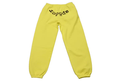 Sp5der スパイダー スウェットパンツ サイズXL イエロー ブラック 発泡プリント ブランドロゴ Young Thug 美品 中古 63558