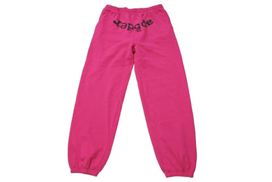Sp5der スパイダー スウェットパンツ サイズXXL ピンク ブラック 発泡プリント ブランドロゴ Young Thug 美品 中古 63565