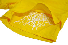 Load image into Gallery viewer, Sp5der スパイダー ダブルレイヤード プリント ショートパンツ イエロー ナイロン クモ 蜘蛛 ナイロン サイズL 美品 中古 63571