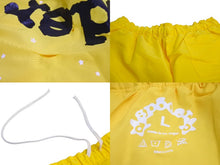 Load image into Gallery viewer, Sp5der スパイダー ダブルレイヤード プリント ショートパンツ イエロー ナイロン クモ 蜘蛛 ナイロン サイズL 美品 中古 63571